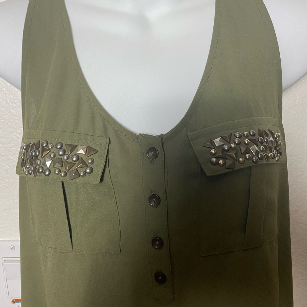 Olive Green Studded Blouse - Picture 3 of 5